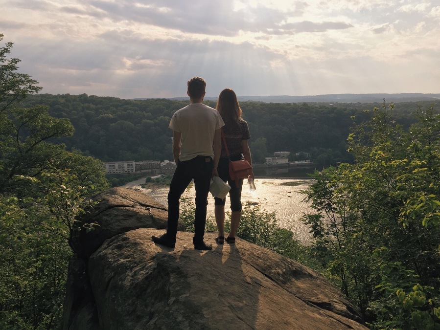Hiking up Goat Hill with some friends #hiking #hike #overlook #hill #lambertville #sky #clouds #nature #friends #river #delawareriver #newjersey #park