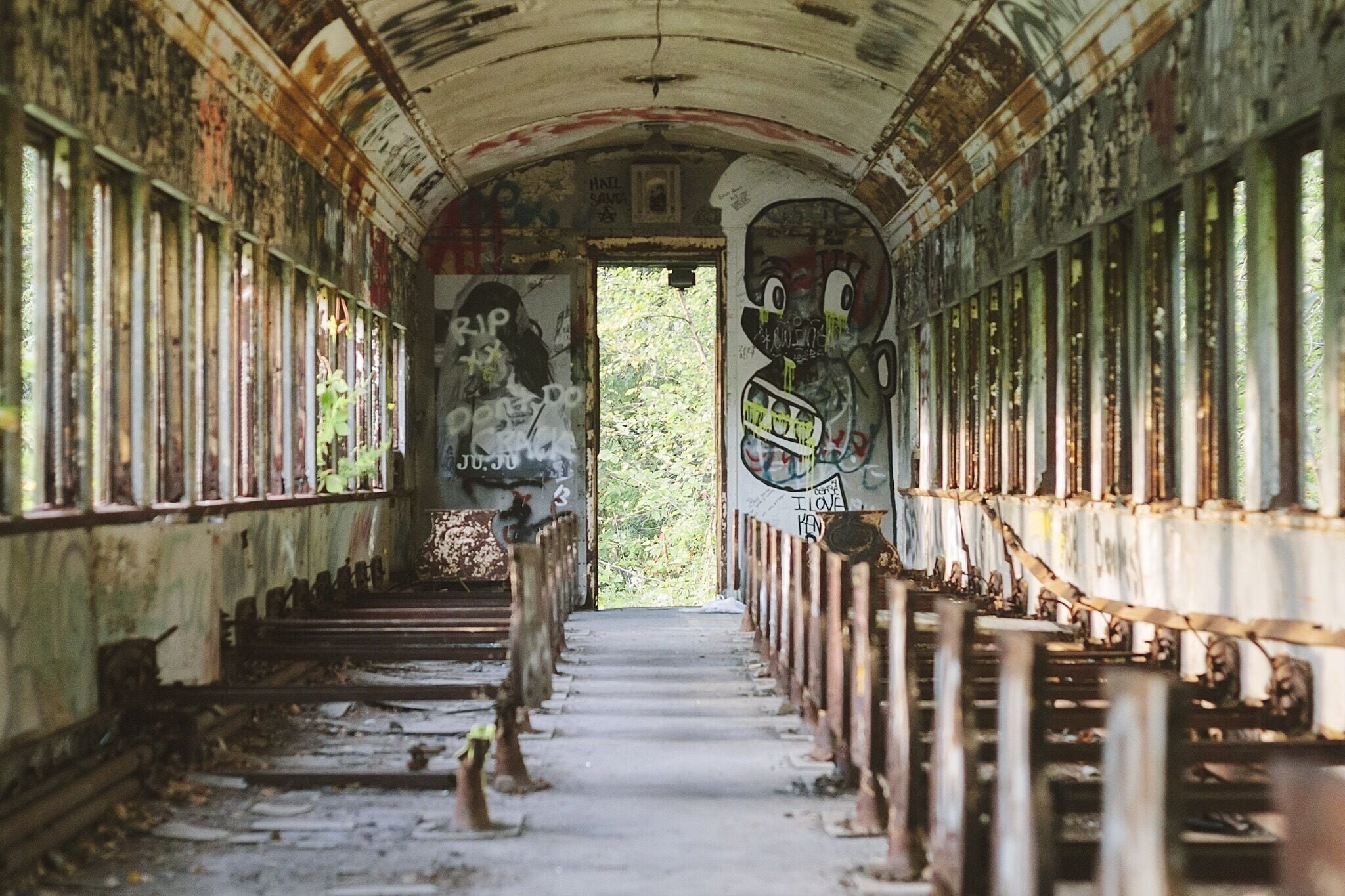 Abandoned train car outside of Lambertville #train #abandoned #graffiti #streetart