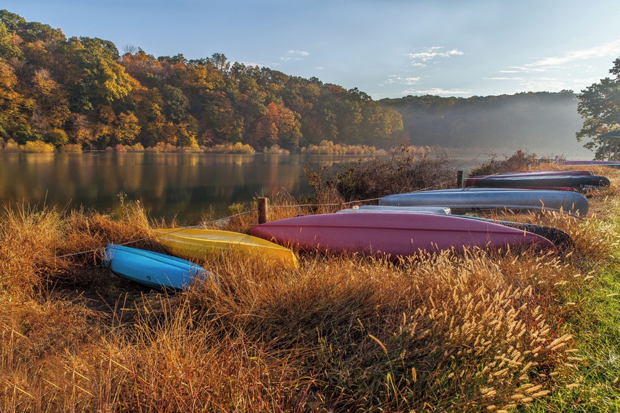 Canoes ready to be retired for the winter