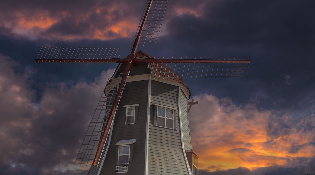 Dutch Windmill in Lynden Washington State at colorful Sunset