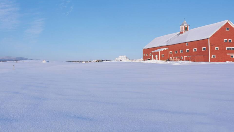 Red Barn in snow, Lyndonville, Vermont