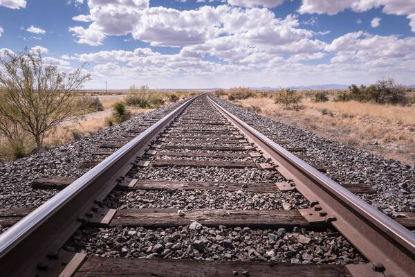 Railroad tracks outside of Marfa, Texas., Shutterstock ID 143955337, purchase_order: SP-1269 HA 2018 Batch 1, Order: , client: , other: