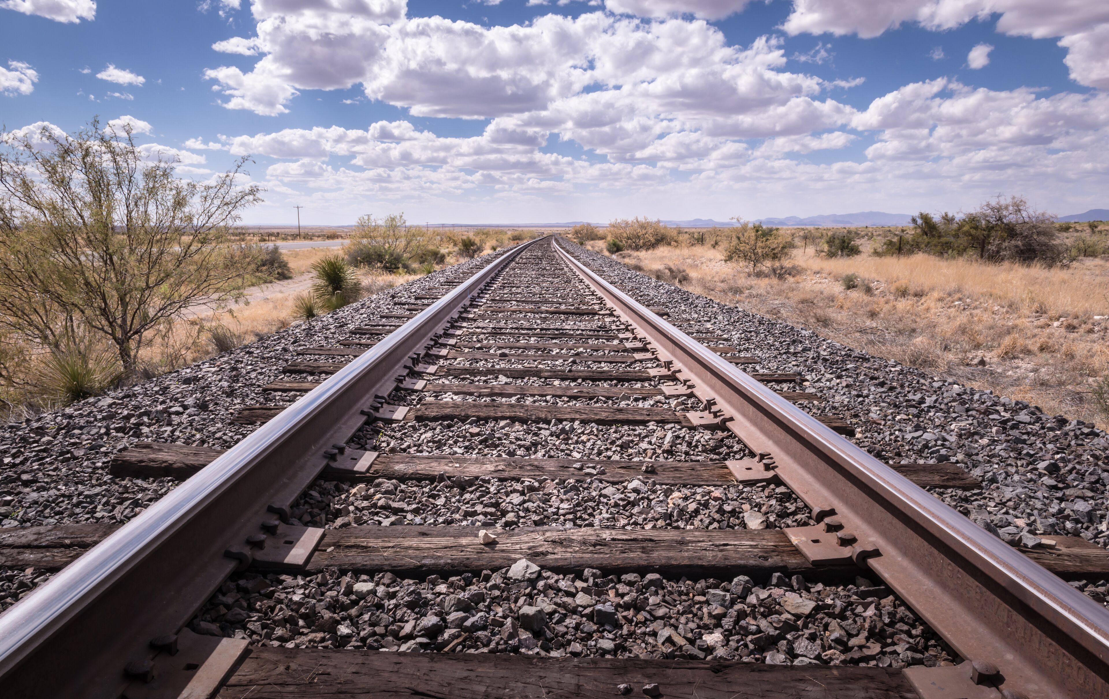 Railroad tracks outside of Marfa, Texas., Shutterstock ID 143955337, purchase_order: SP-1269 HA 2018 Batch 1, Order: , client: , other: