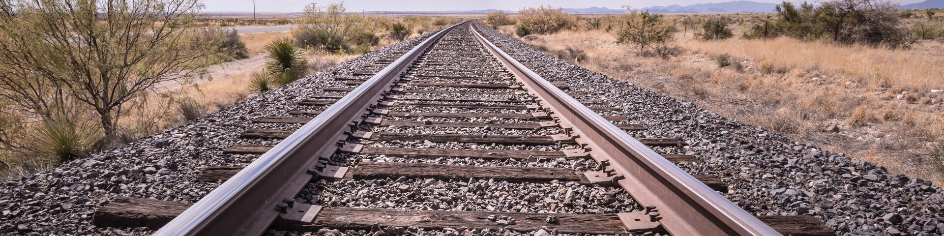Railroad tracks outside of Marfa, Texas., Shutterstock ID 143955337, purchase_order: SP-1269 HA 2018 Batch 1, Order: , client: , other: