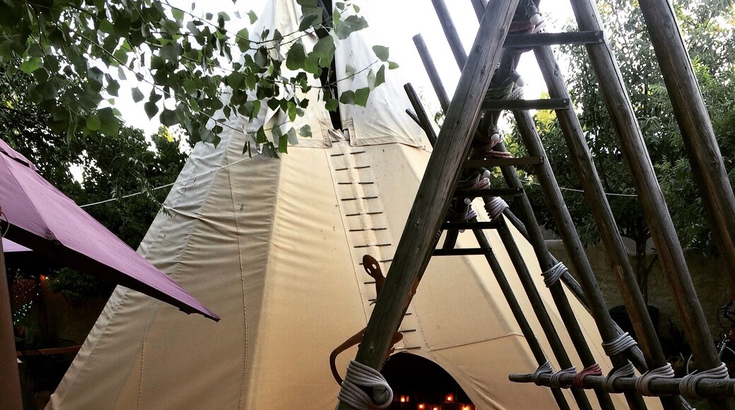 Planet Marfa is a must when in the area.. From the outside its very un assuming.. But the bar and courtyard atmosphere is just too cool, there even a small school bus and a teepee as hang out areas.