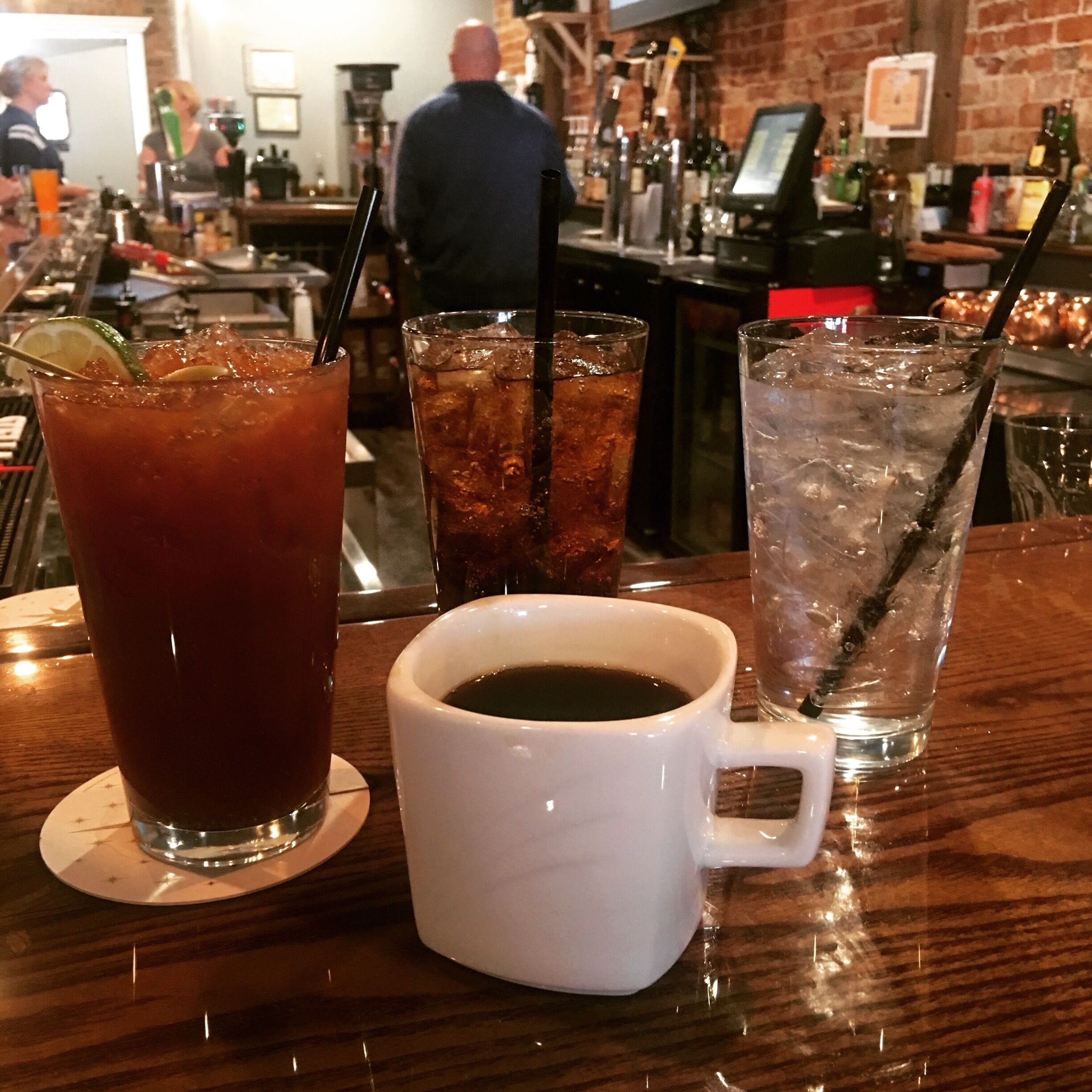 Bloody Mary. Pepsi. Water. Coffee. Perfect hangover cure in my #hometown 
Really appreciate this fully stocked bar and the great staff ❤️