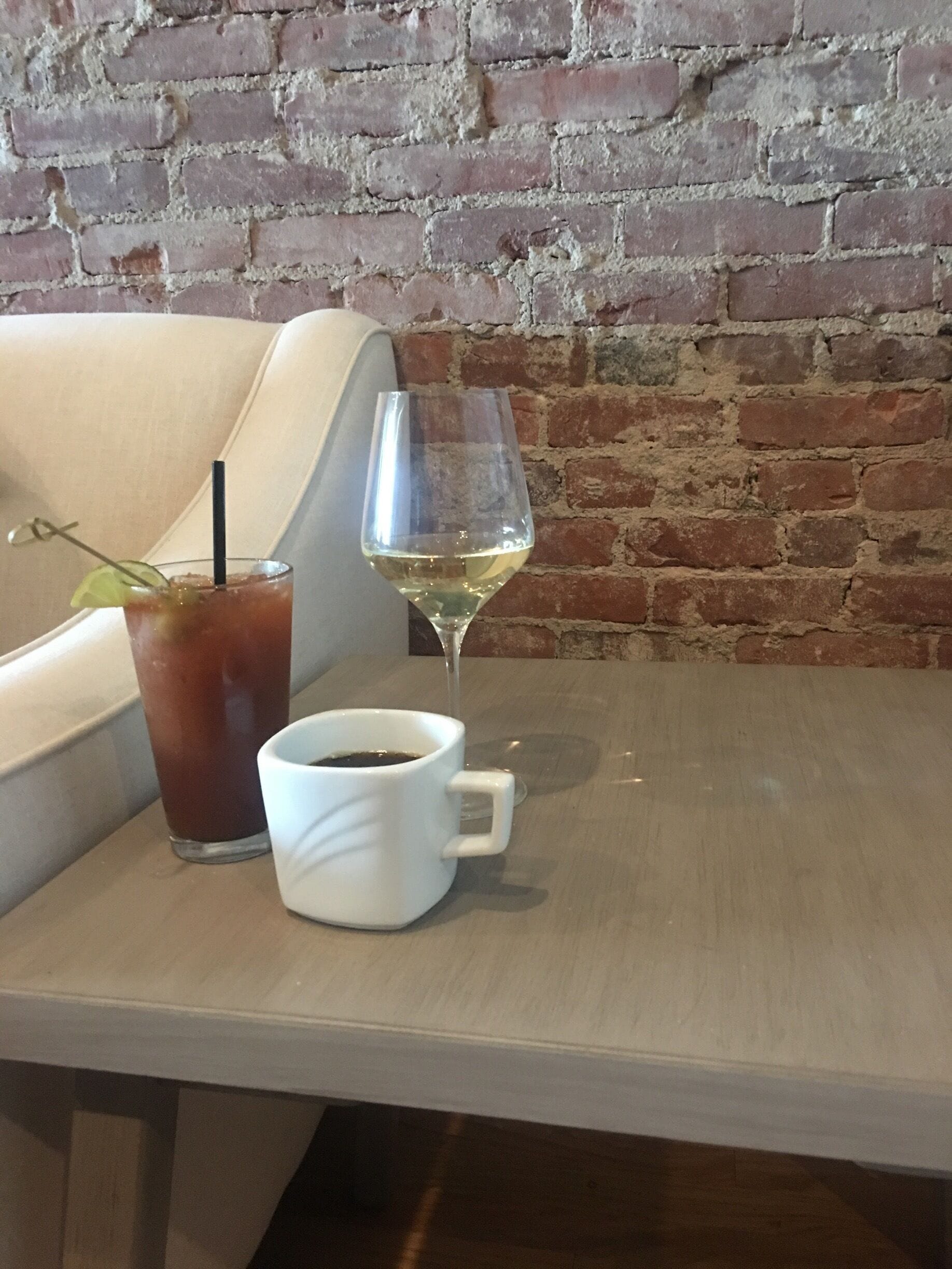 Bloody Mary. Pinot. Coffee. Classy atmosphere. (Also, that Bloody Mary was on point.) 