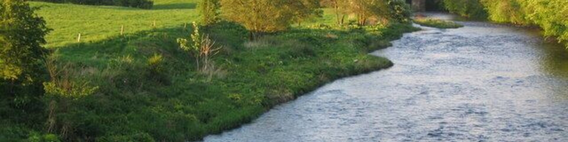 Enterkine Viaduct. A view looking to the northeast along the River Ayr towards the Crawfordston railway viaduct.