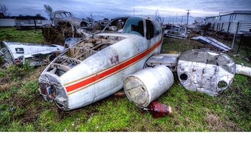 Aircraft junkyard at the Mexia-Limestone County airport in Texas. I stumbled upon this place while driving back into Texas from Oklahoma.
There is a company here that salvages old and new aircraft. They have a decent sized junk yard that you can wander around, full of oldish planes that have been scrapped or being used to restore others of the same type. There was an old boy hanging around while we were there who allowed us to walk around. He also was very friendly and talked to us about the company and his three tours of Vietnam.
A small gem of a discovery for aviation buffs and HDR photo freaks alike!