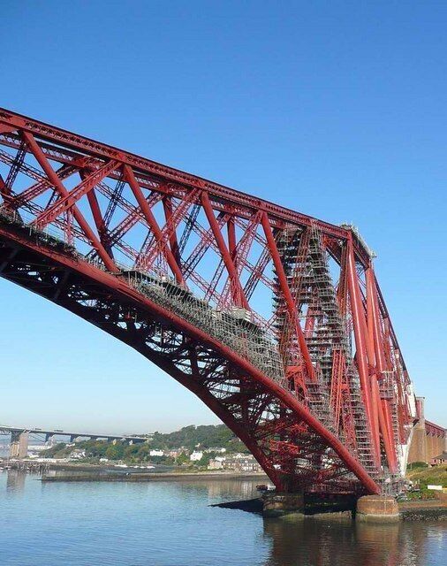 The Forth Rail Bridge Close up from the Zeebrugge ferry approaching Rosyth. The road bridge just visible in the distance.