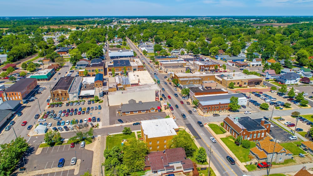 Small Town Indiana Aerial View - Nappanee, Indiana