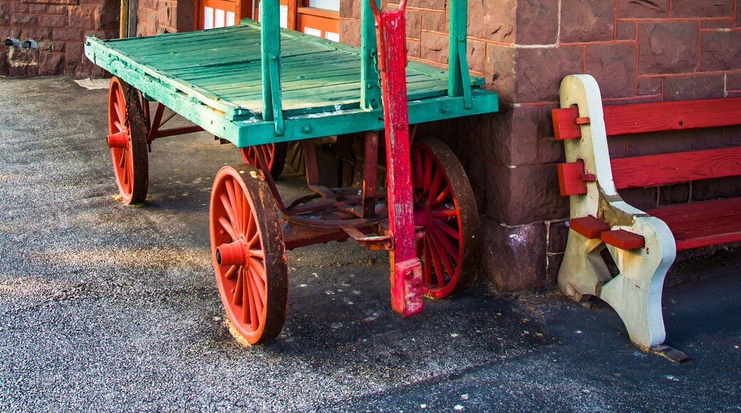 The front of the train station in New Oxford, Pennsylvania.