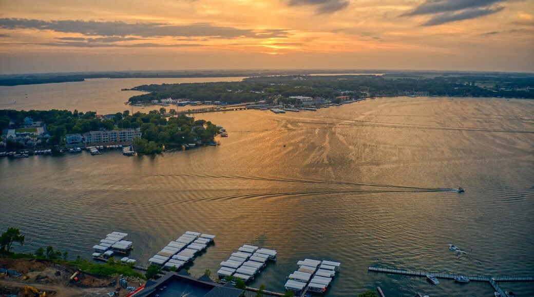Aerial View of Lake Okoboji at sunset in northern Iowa