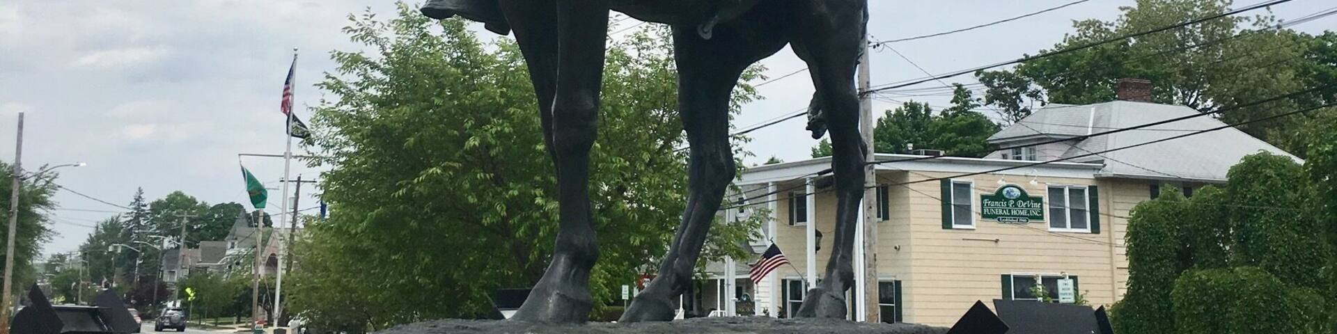 Theodore Roosevelt Equestrian Statue. Recent addition to the town, 21st century.