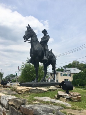 Theodore Roosevelt Equestrian Statue. Recent addition to the town, 21st century.