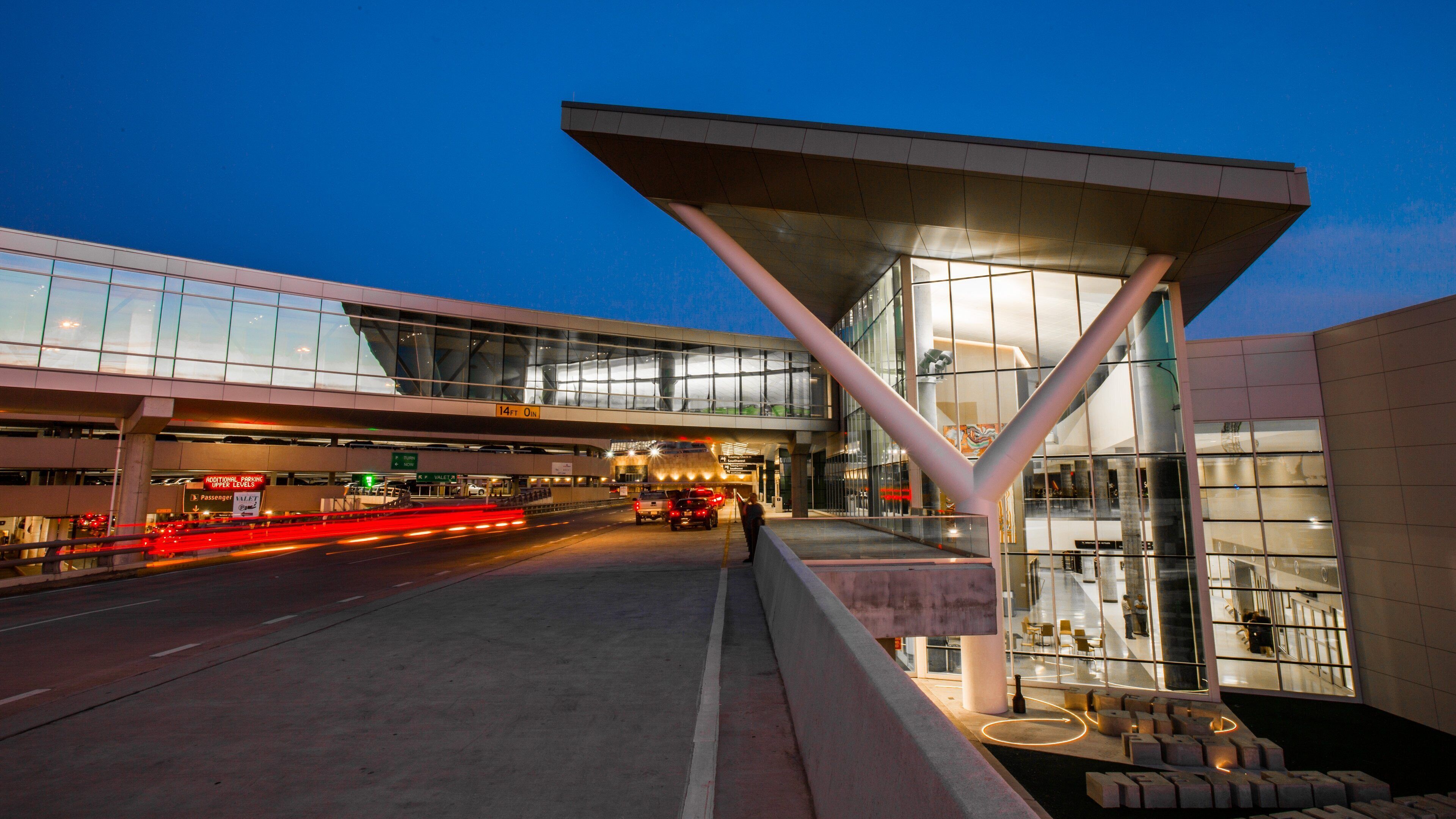 Houston, TX showing an airport and night scenes