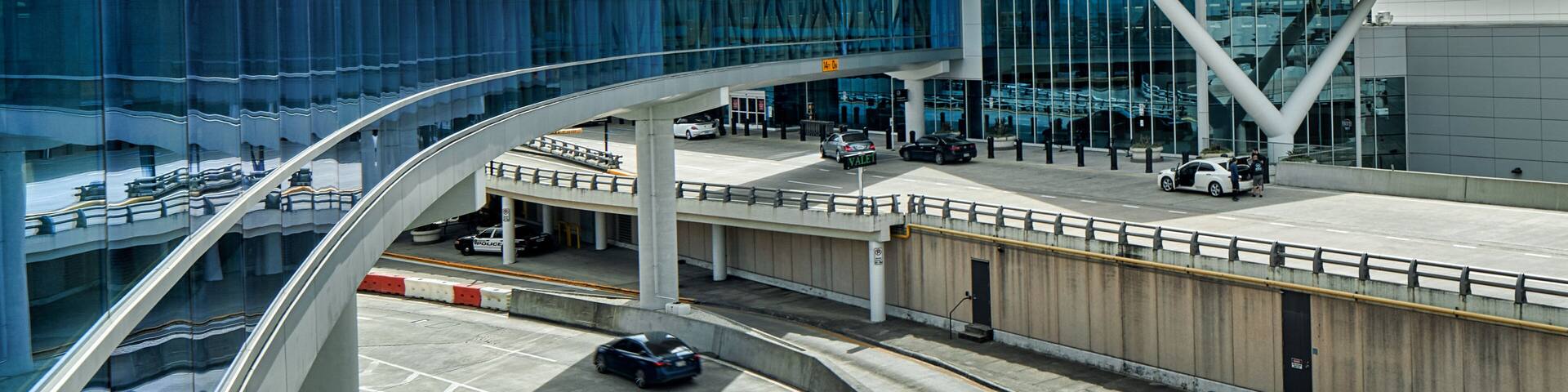 Houston, TX showing an airport and a sunset