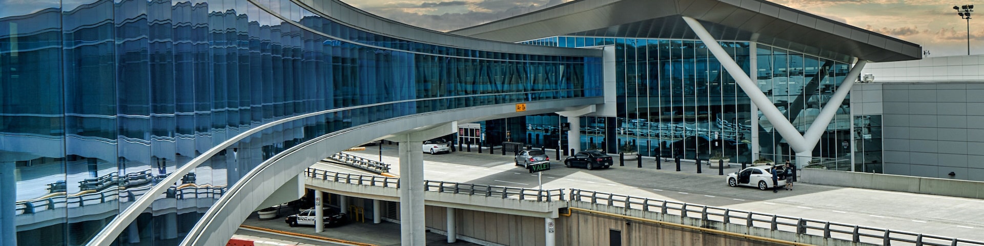 Houston, TX showing an airport and a sunset