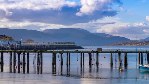 Abandoned Admiralty Pier and boat, Firth of Clyde, Gourock, Inverclyde, Scotland, United Kingdom, Europe