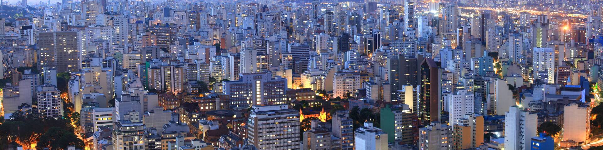 Aerial view of Sao Paulo in the night time