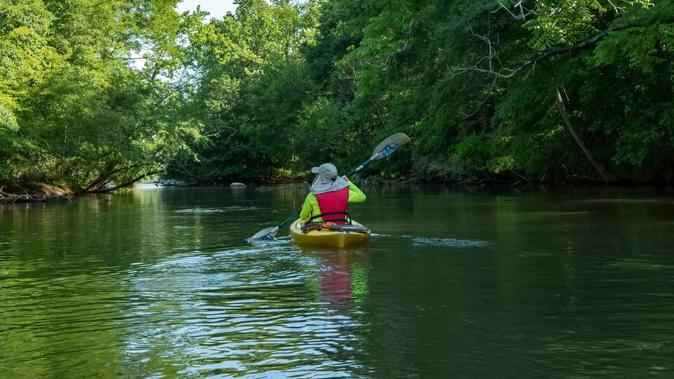 Kayaking on the Catawba River, Landsford Canal State Park, South Carolina