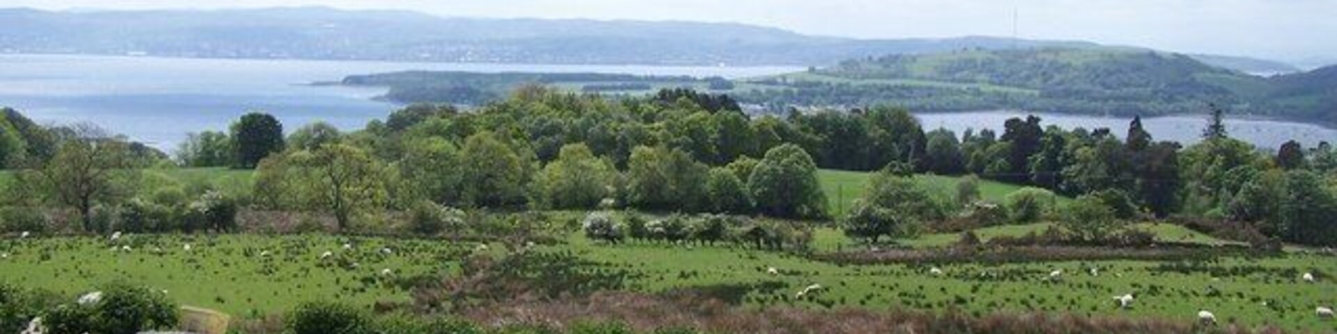 Rhu - Helensburgh, Hill House Track, View. Looking over Tor Farm land and Roseneath Point to Gourock