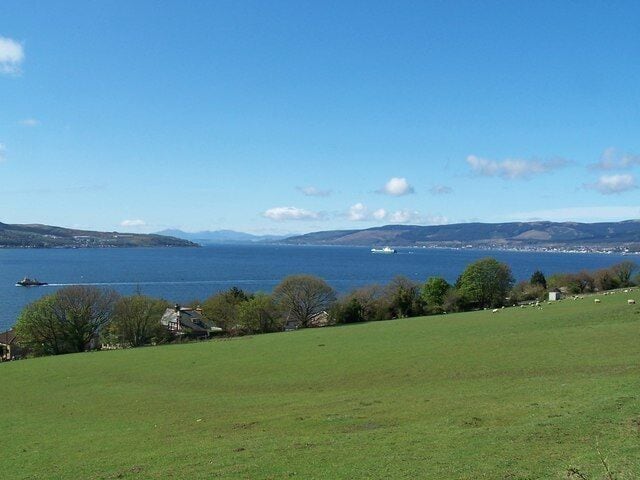 Kilcreggan,View from Barbour Road. Looking down the Clyde. Gourock, Dunoon and Arran in the distance