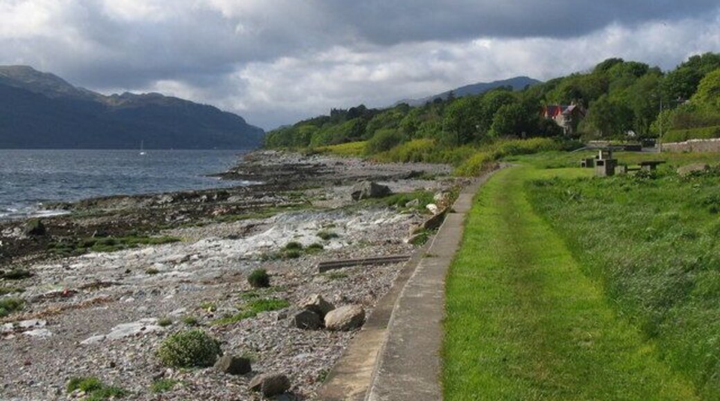 Loch Long. A view looking north along Loch Long from the picnic area on Cove Green. Knockderry Castle can be seen in the distance at centre.