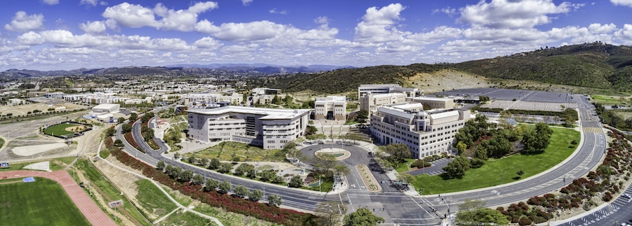 California State San Marcos, California, USA. This is a 4 image aerial panoramic.