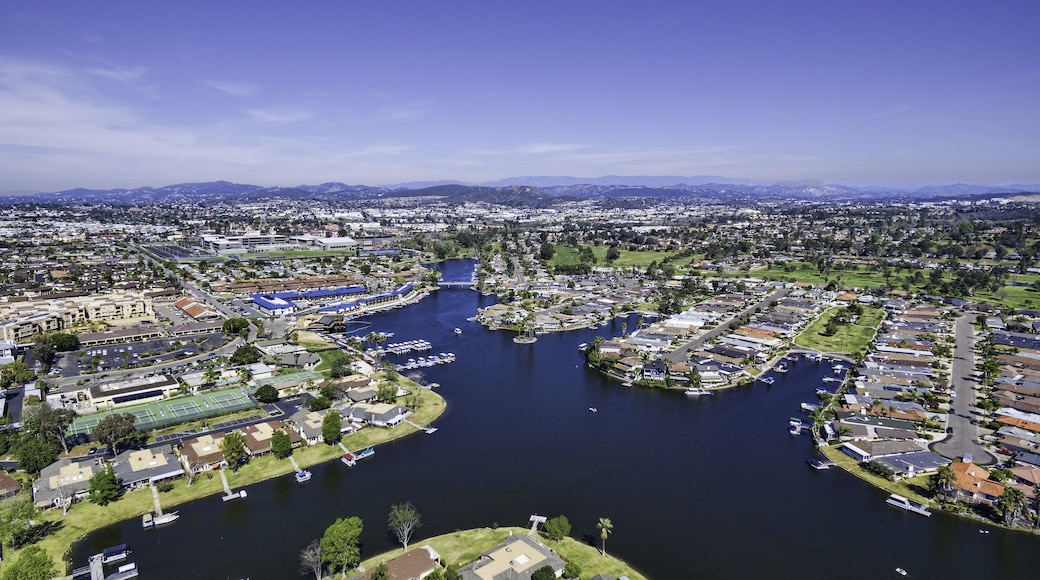 Lake San Marcos, San Marcos, California, USA. This is an aerial 8 image panoramic. San Marcos is in North County San Diego.