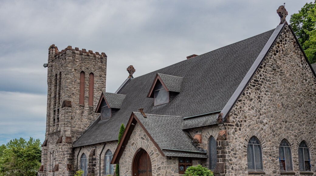 Historic Stone Church in Shamokin PA on a Cloudy Summer Day