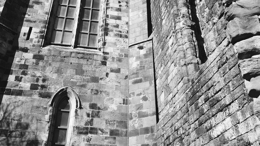 The clock tower looking dark