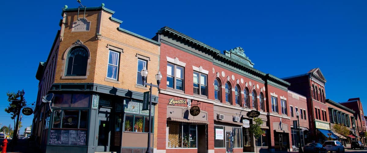 Skowhegan showing a city and central business district