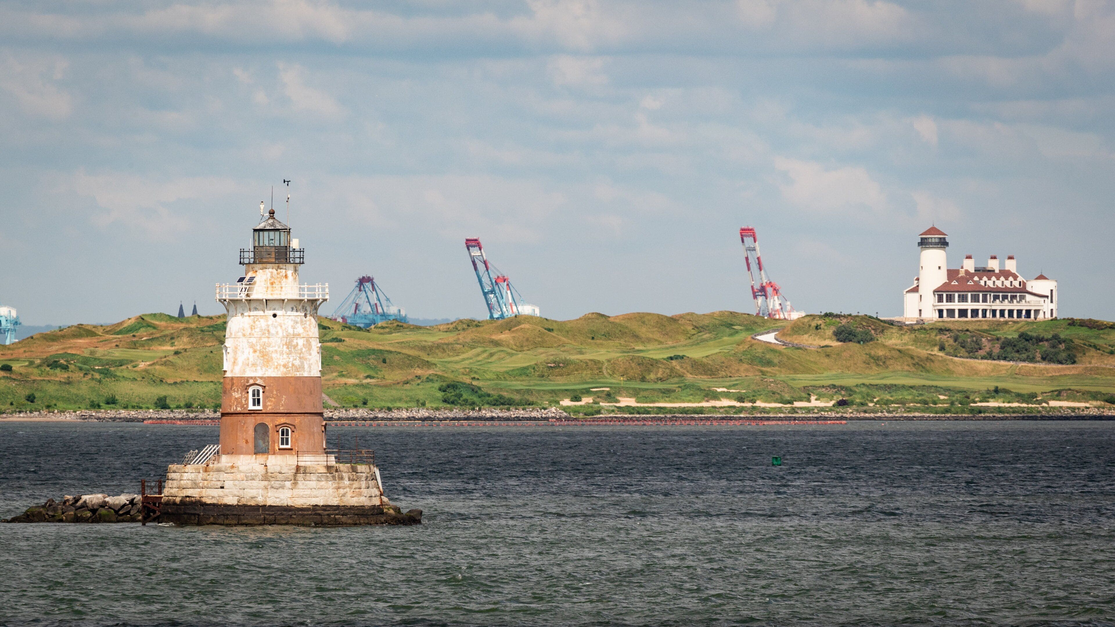 Staten Island featuring a bay or harbor and a lighthouse