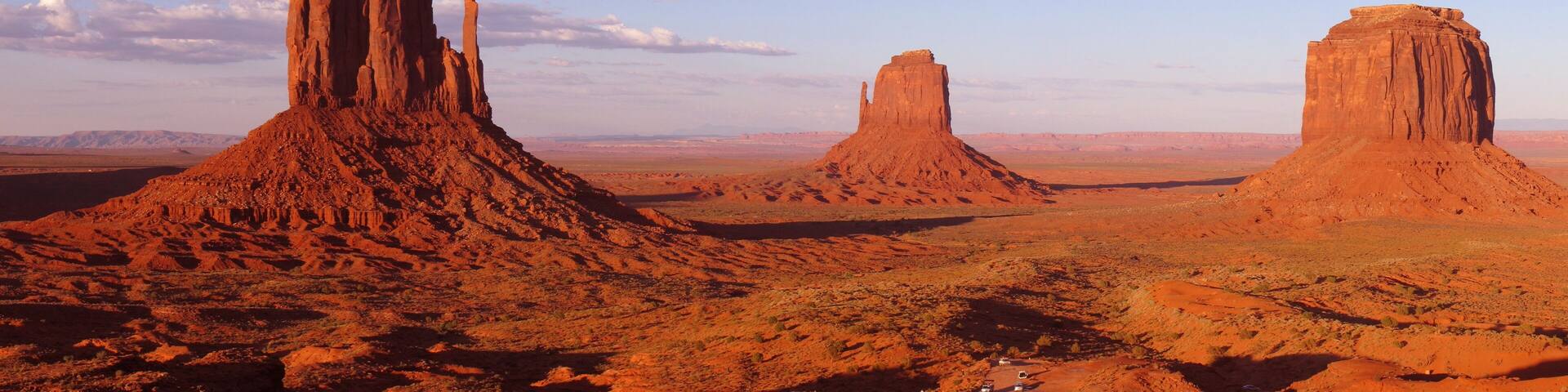Colored Monument Valley during sunset