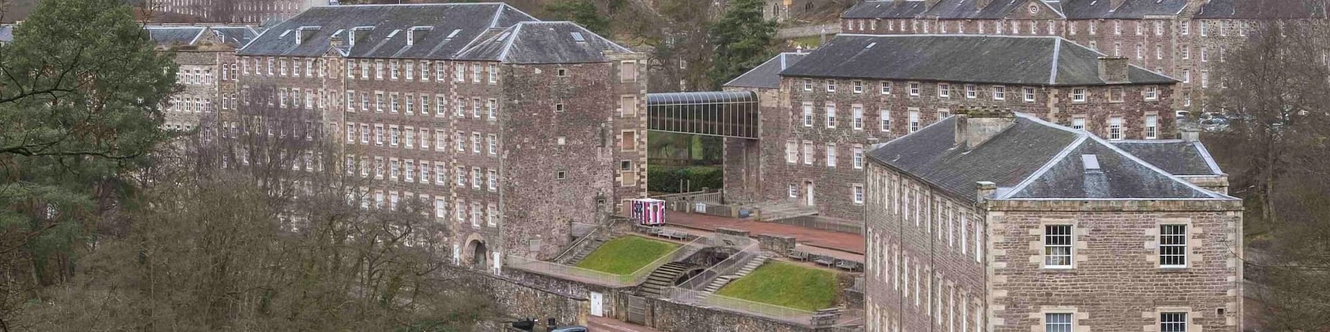 A fascinating place to spend a day or two exploring the old industrial buildings and incredible riverside walk (Clyde Walkway).