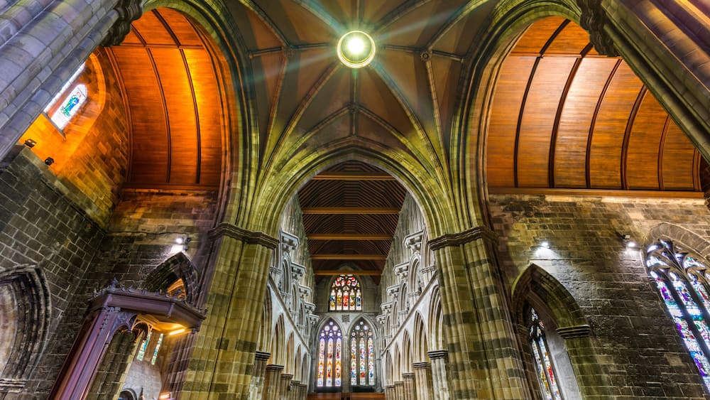 Interior view of Paisley Abbey, Renfrewshire, Scotland, United Kingdom