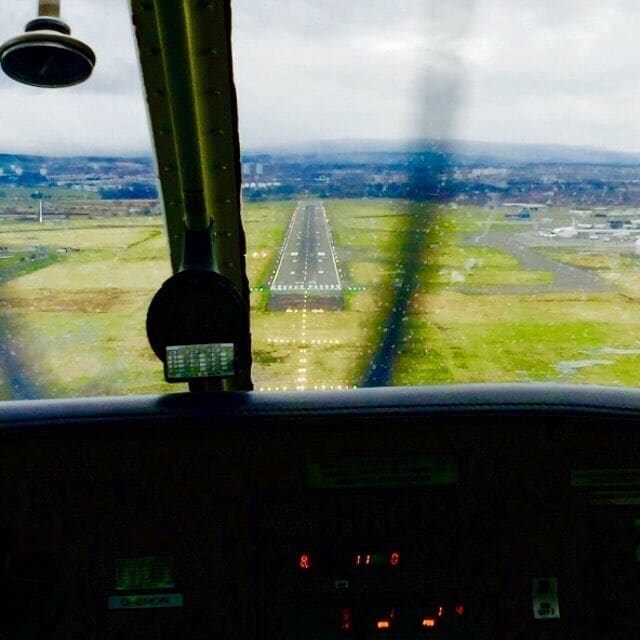 My first approach landing on RWY5 @ Glasgow International airport.
