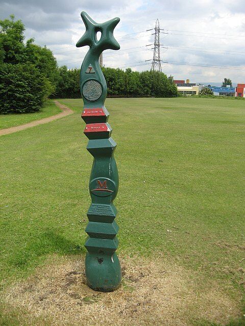 Millennium milepost In parkland off Todholm Road, Paisley.