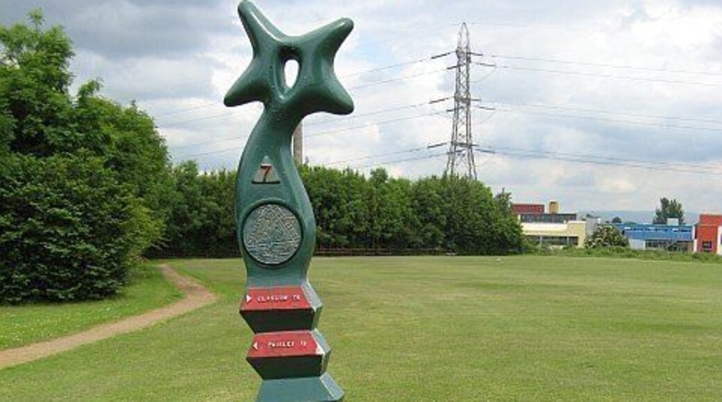 Millennium milepost In parkland off Todholm Road, Paisley.