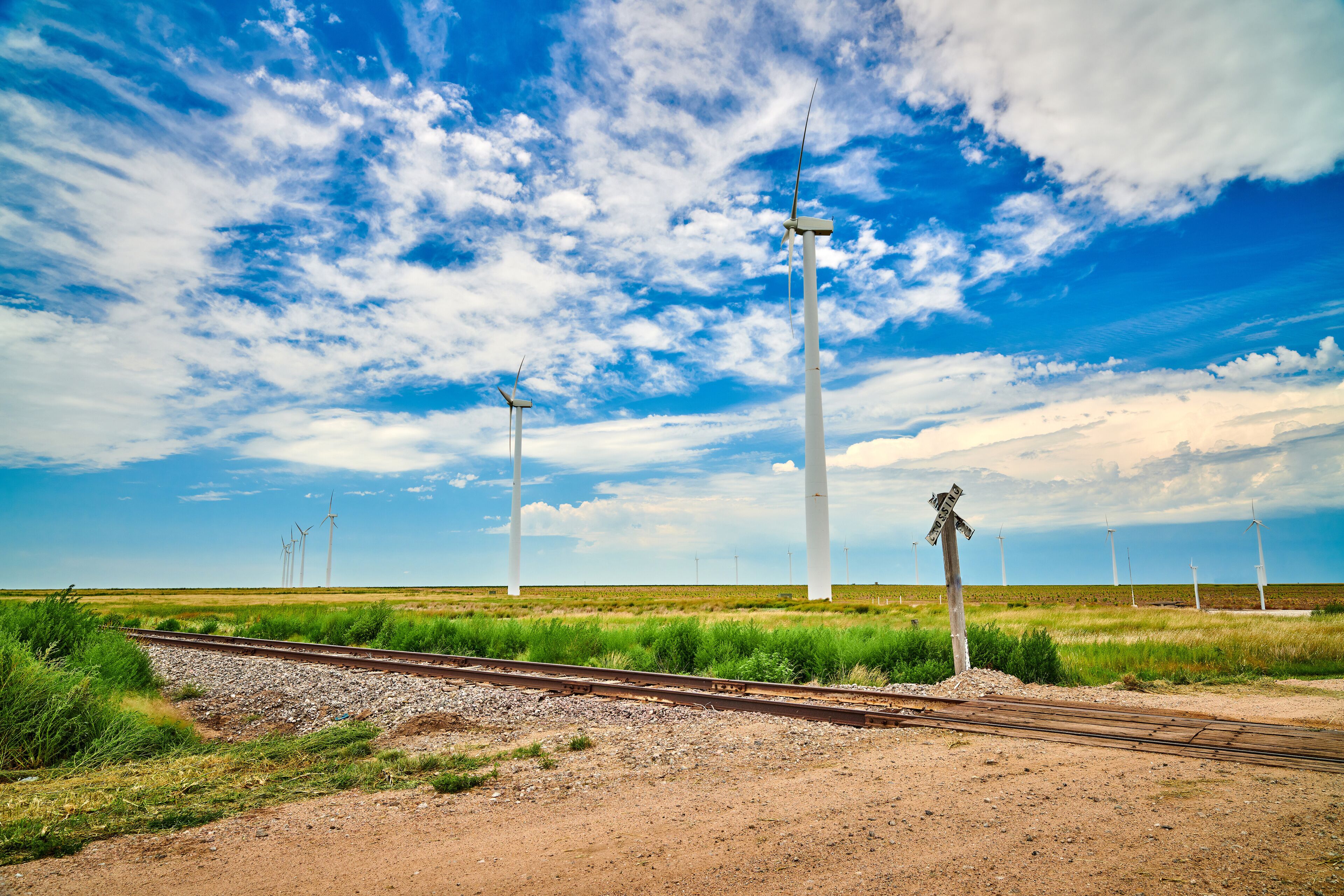 Windmills with Rail Road Crossing