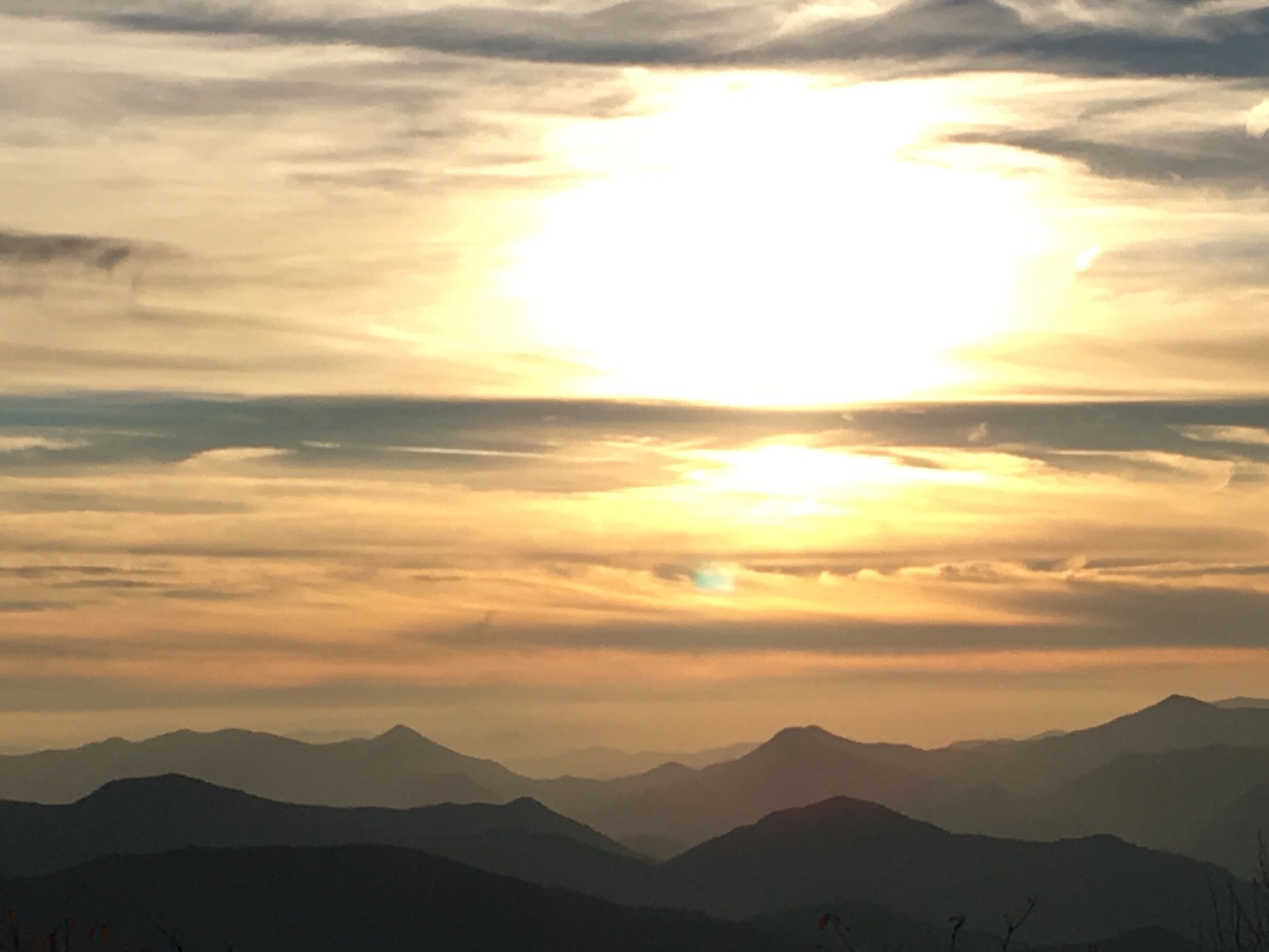 Sunsets on mountain summits. 