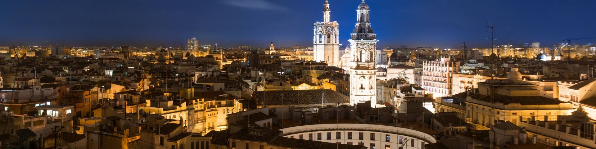 Beautiful cityscape of Valencia at night