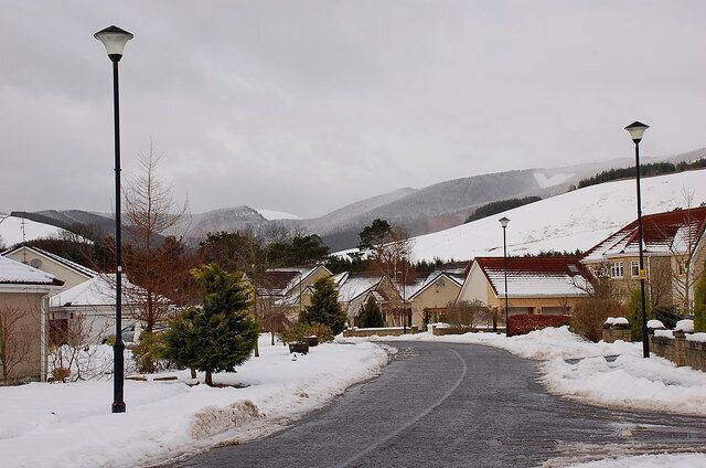 In Cardrona Village A new development of predominantly detached houses on the south side of the Tweed.