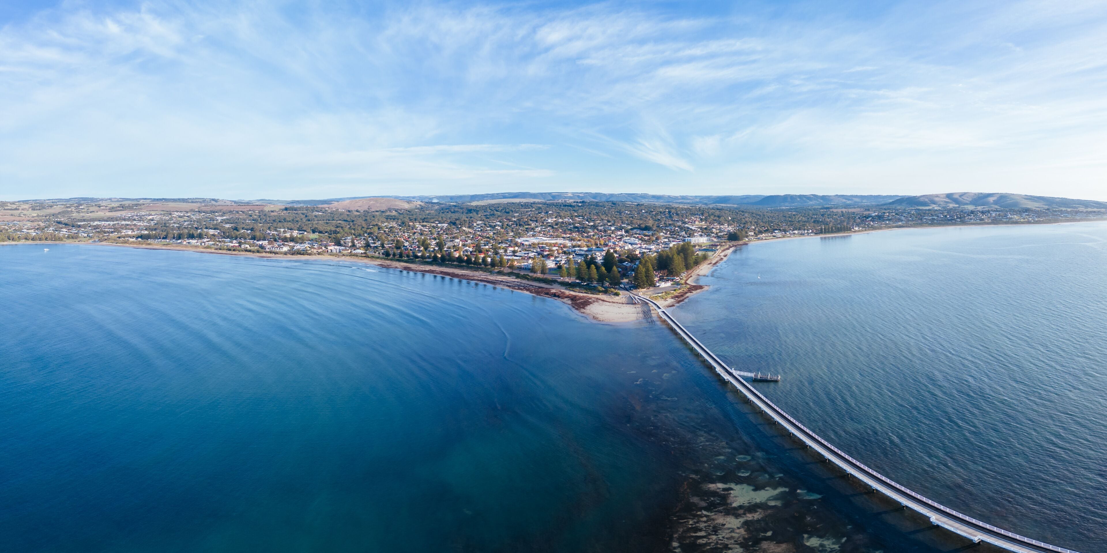 Aerial View of Granite Island in Victor Harbor in Australia