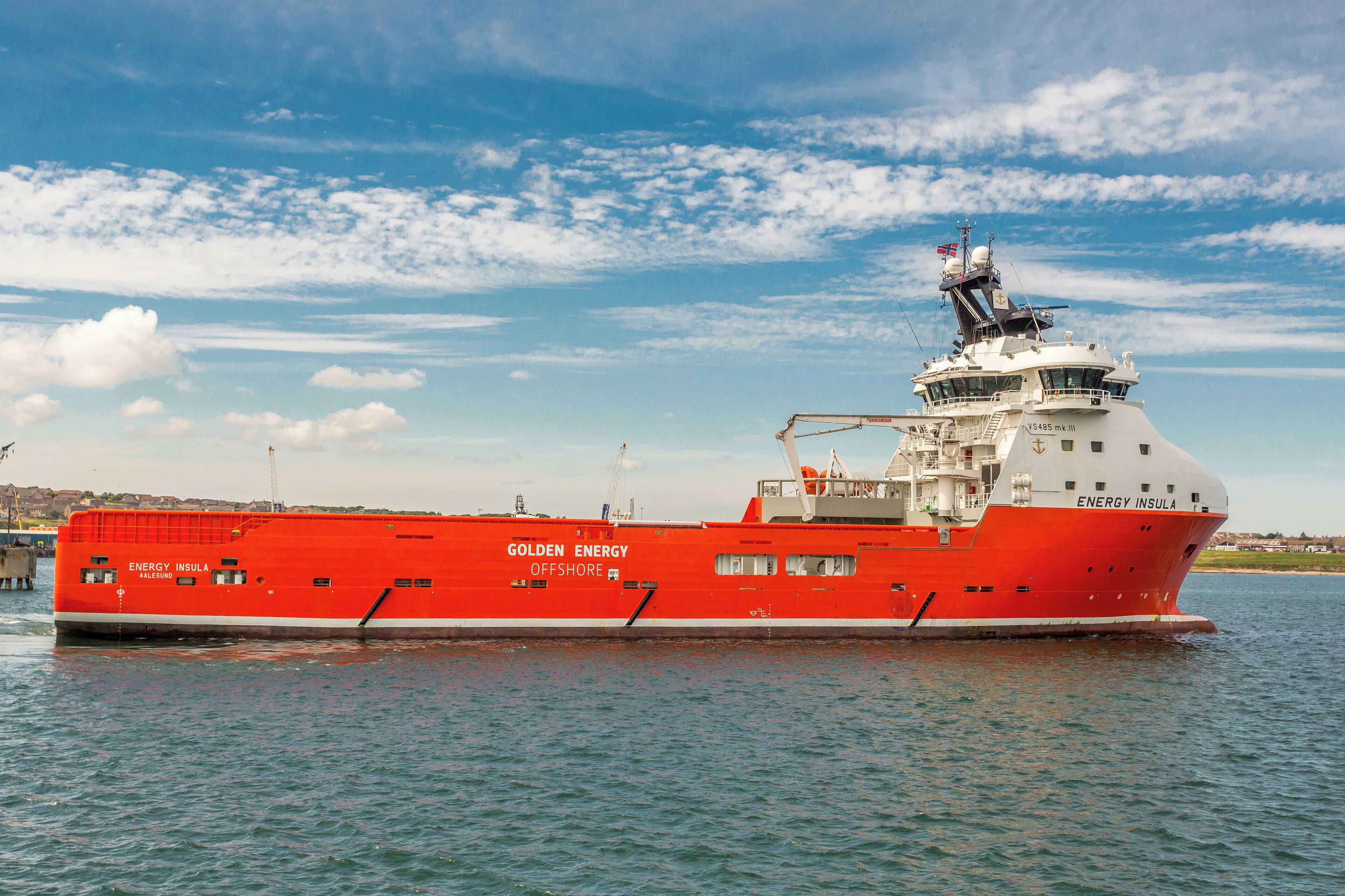 In Peterhead Harbour IMO: 9634347 MMSI: 258391000 Call Sign: LCXZ Flag: Norway (NO) AIS Type: Other Gross Tonnage: 4552 Deadweight: 4260 t Length × Breadth: 86m × 20m Year Built: 2013