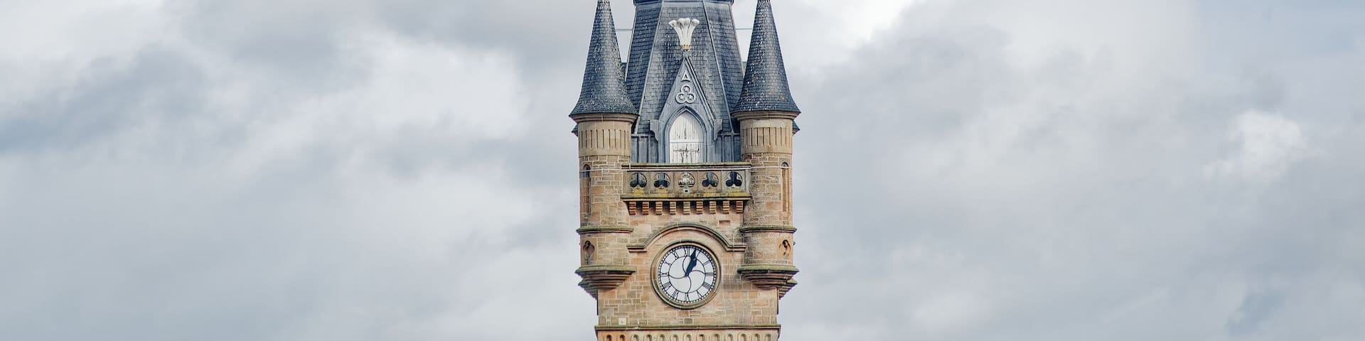 Clock Steeple Tower at victorian town hall in Renfrew, UK