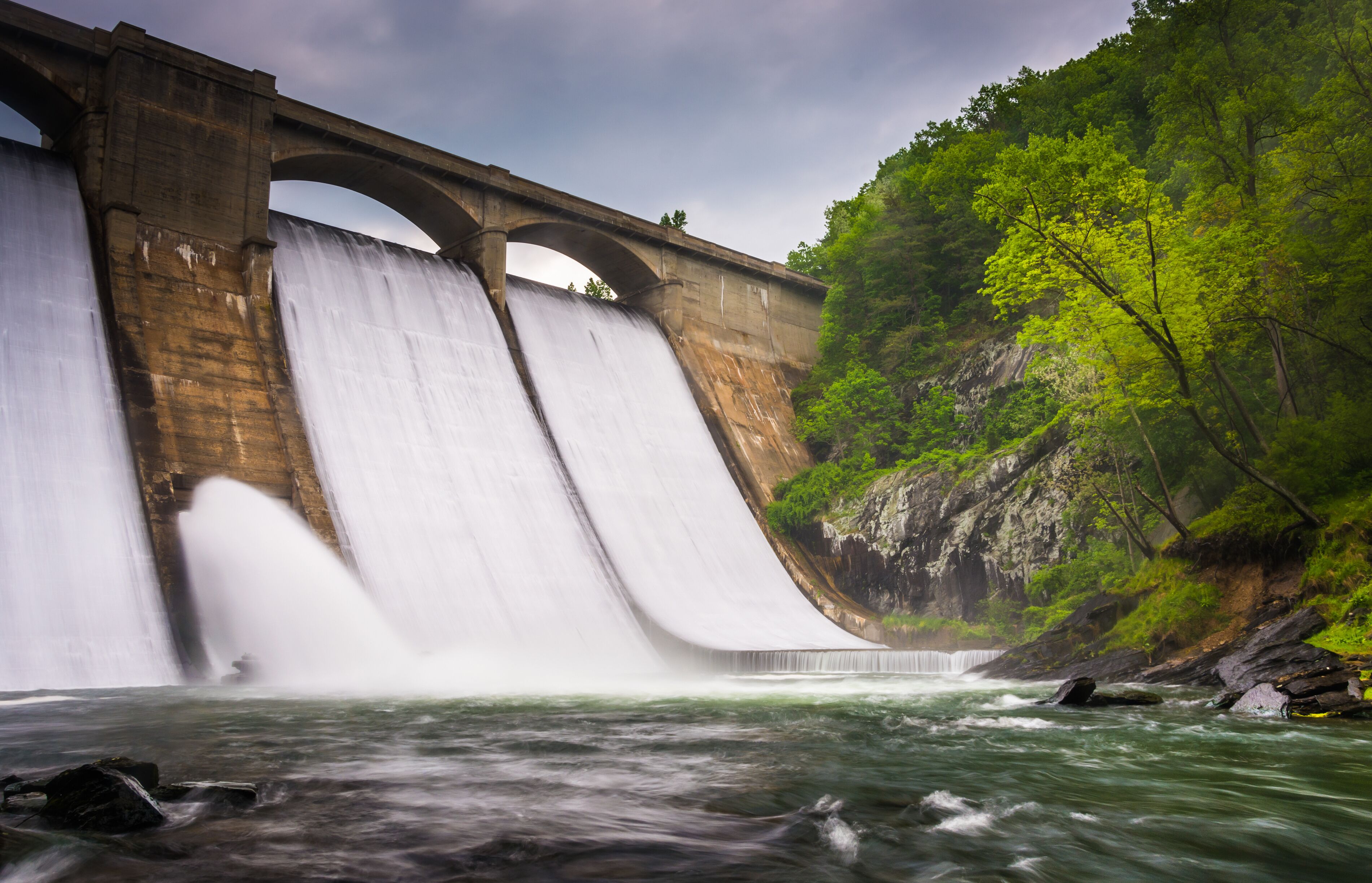 Long exposure of Prettyboy Dam and the Gunpowder River in Baltim