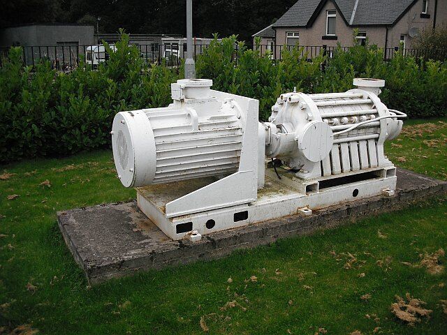 Turbine pump Machinery that had to remove 100,000 litres of dirty water an hour in order to prevent the pit from flooding. Polmaise Murray Mining Museum, Fallin.