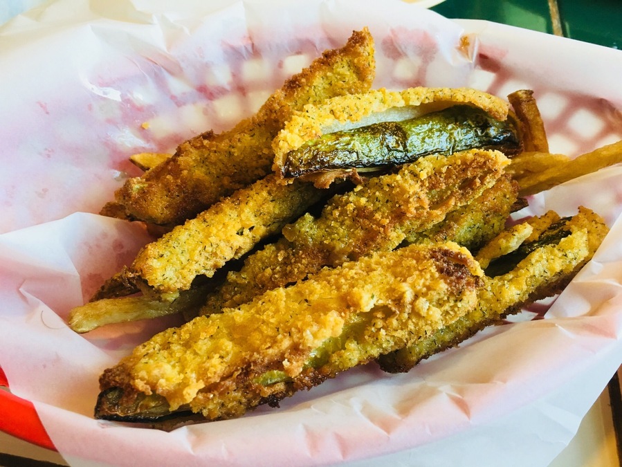 Awesome fried pickle spears and too many homemade pies to list.